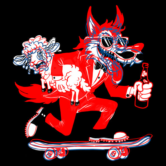 Wolf N' Sheep Skating Oversize Fleeced Hoodie