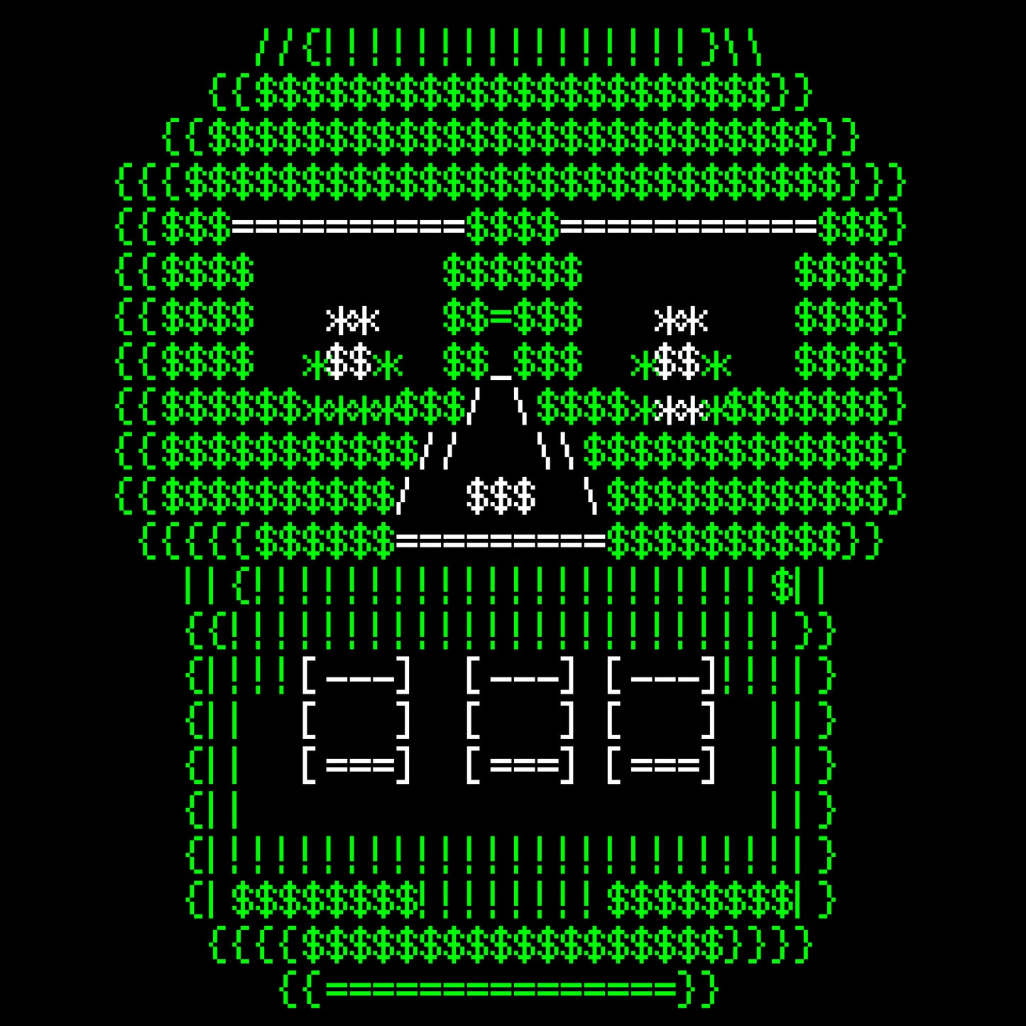 ASCII Skull Oversize Fleeced Hoodie